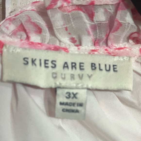 Pink Floral Smocked Waistline Long Sleeve Ruffles By Skies Are Blue, size 3X - Picture 5 of 5